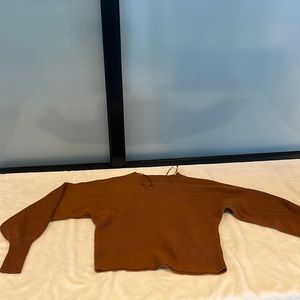 Women brown crop top sweater